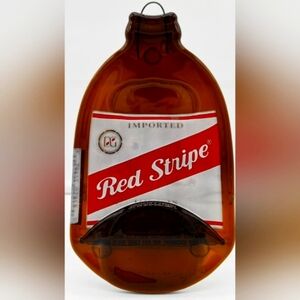 Red Stripe Beer Glass Bottle Spoon Rest Wall Art - Collectible Kitchen Decor